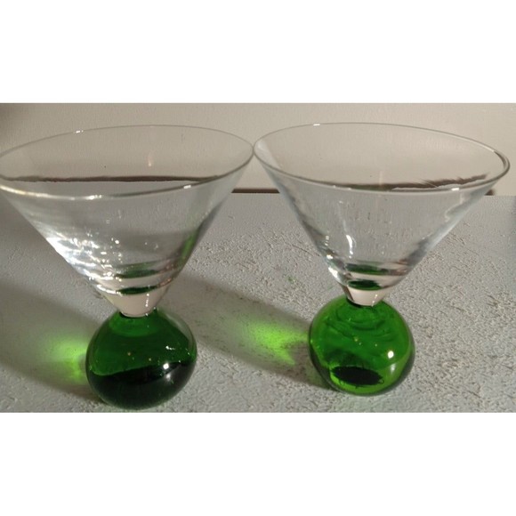 Vintage Green Bubble Cocktail Glasses